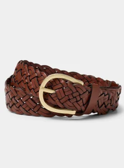Antique-like buckle braided leather belt