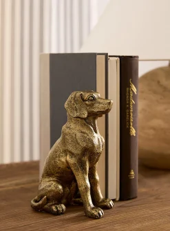 Antique-style golden dog bookend