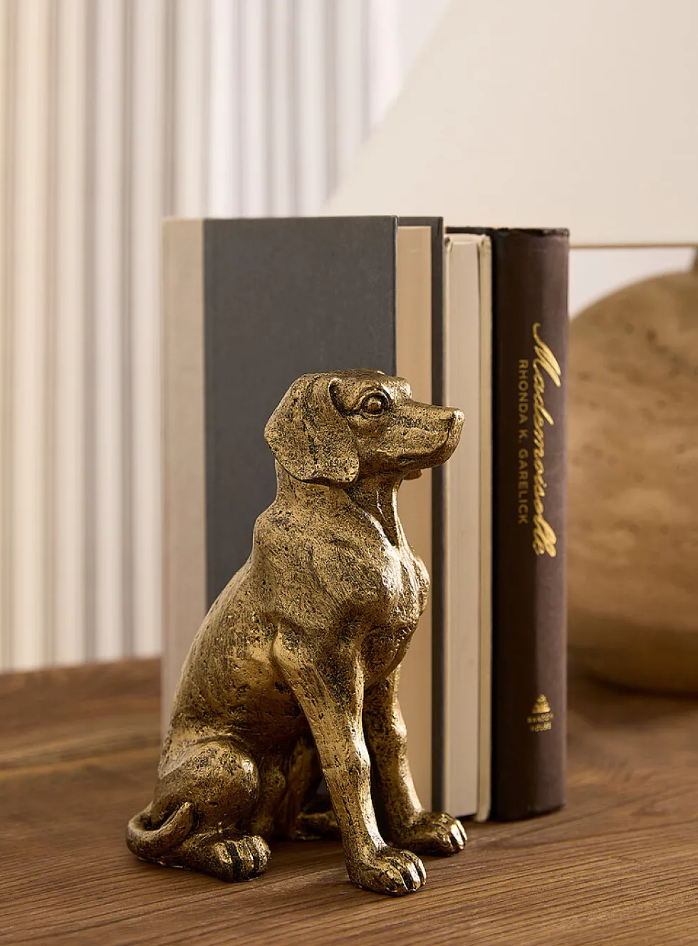 Antique-style golden dog bookend