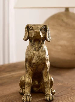 Antique-style golden dog bookend