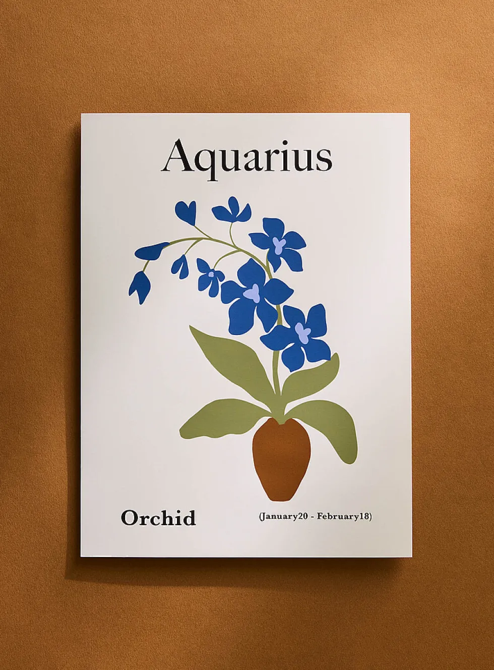Aquarius floral zodiac poster