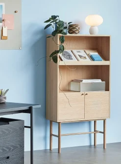 Archive natural wood shelf unit