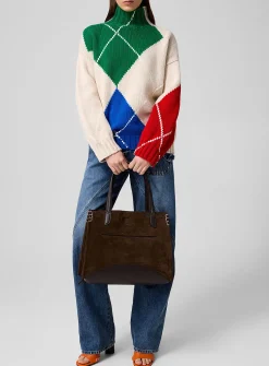 Argyle pattern pure wool turtleneck