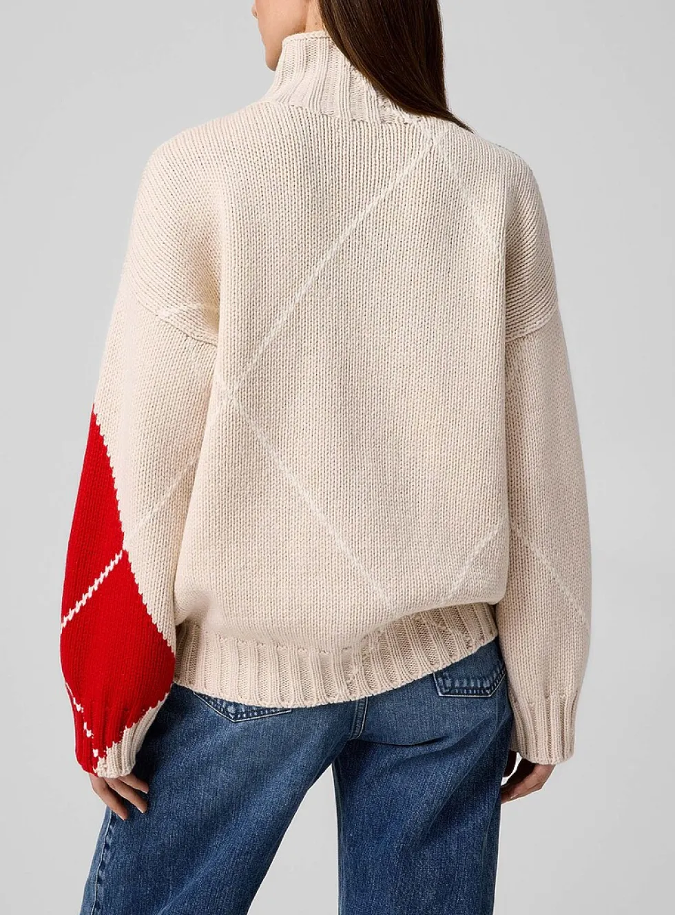 Argyle pattern pure wool turtleneck