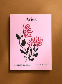 Aries floral zodiac poster