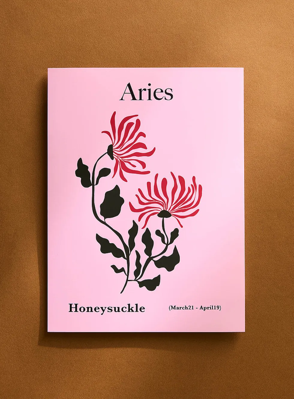 Aries floral zodiac poster