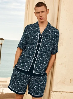 Art deco mosaic camp shirt