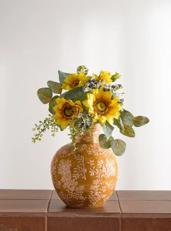Artificial sunflower and baby's-breath bouquet