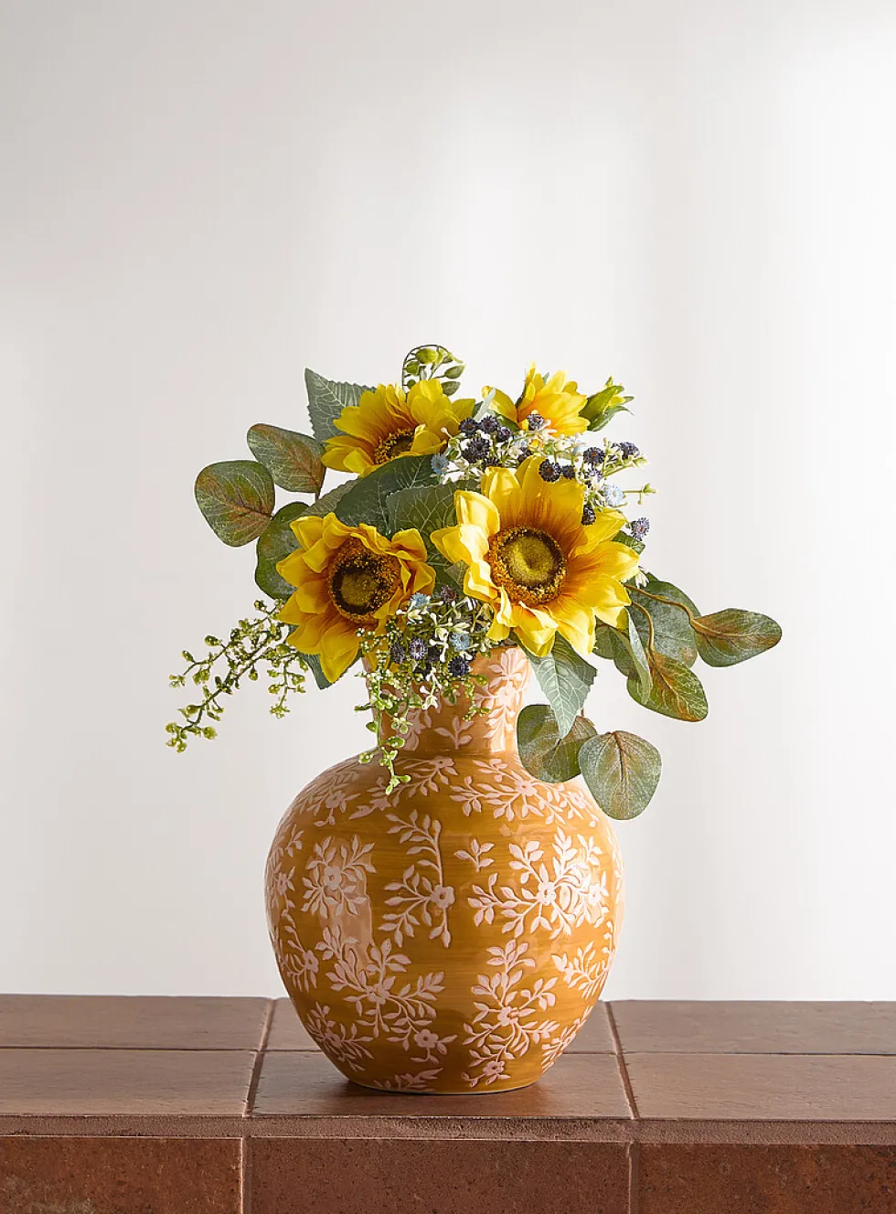 Artificial sunflower and baby's-breath bouquet