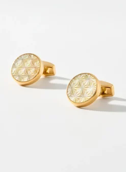 Asanoha mother-of-pearl cuff links