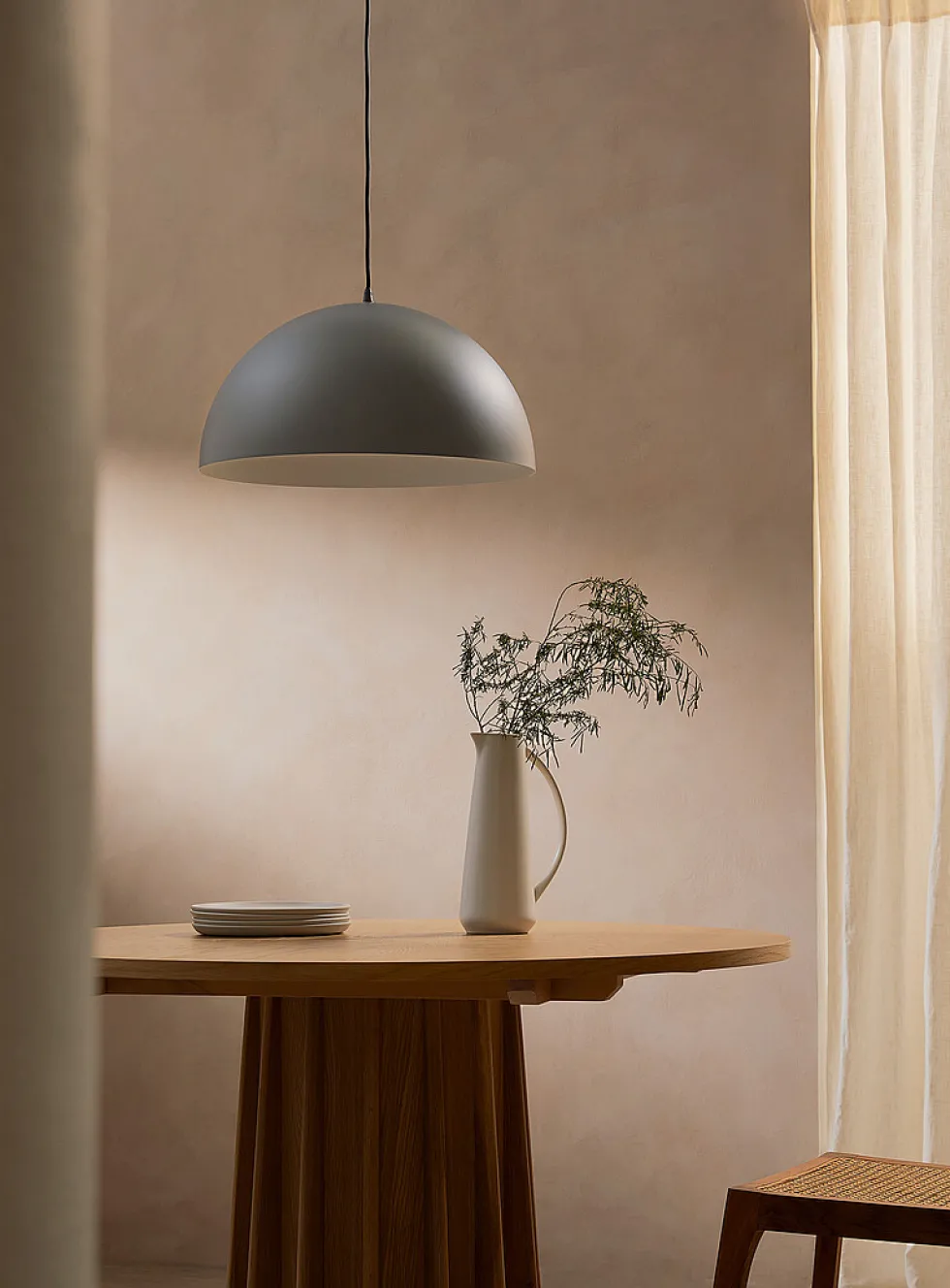 Ash contrast dome hanging lamp