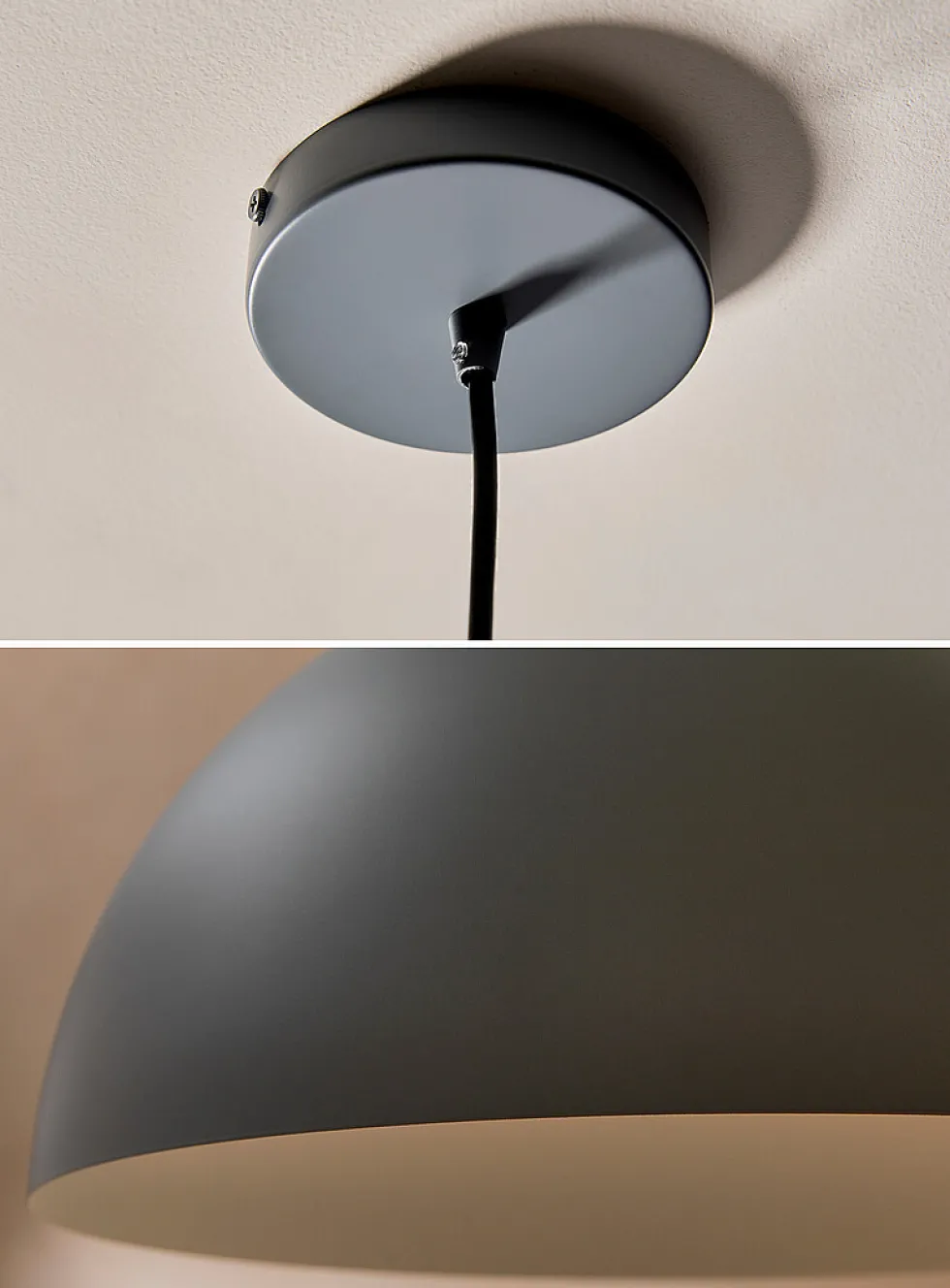 Ash contrast dome hanging lamp