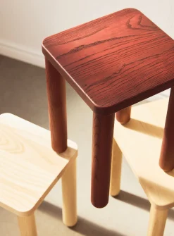 Ash square stool