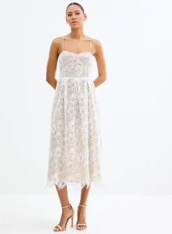 Astoria vanilla guipure midi dress