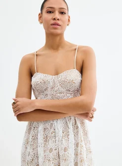 Astoria vanilla guipure midi dress