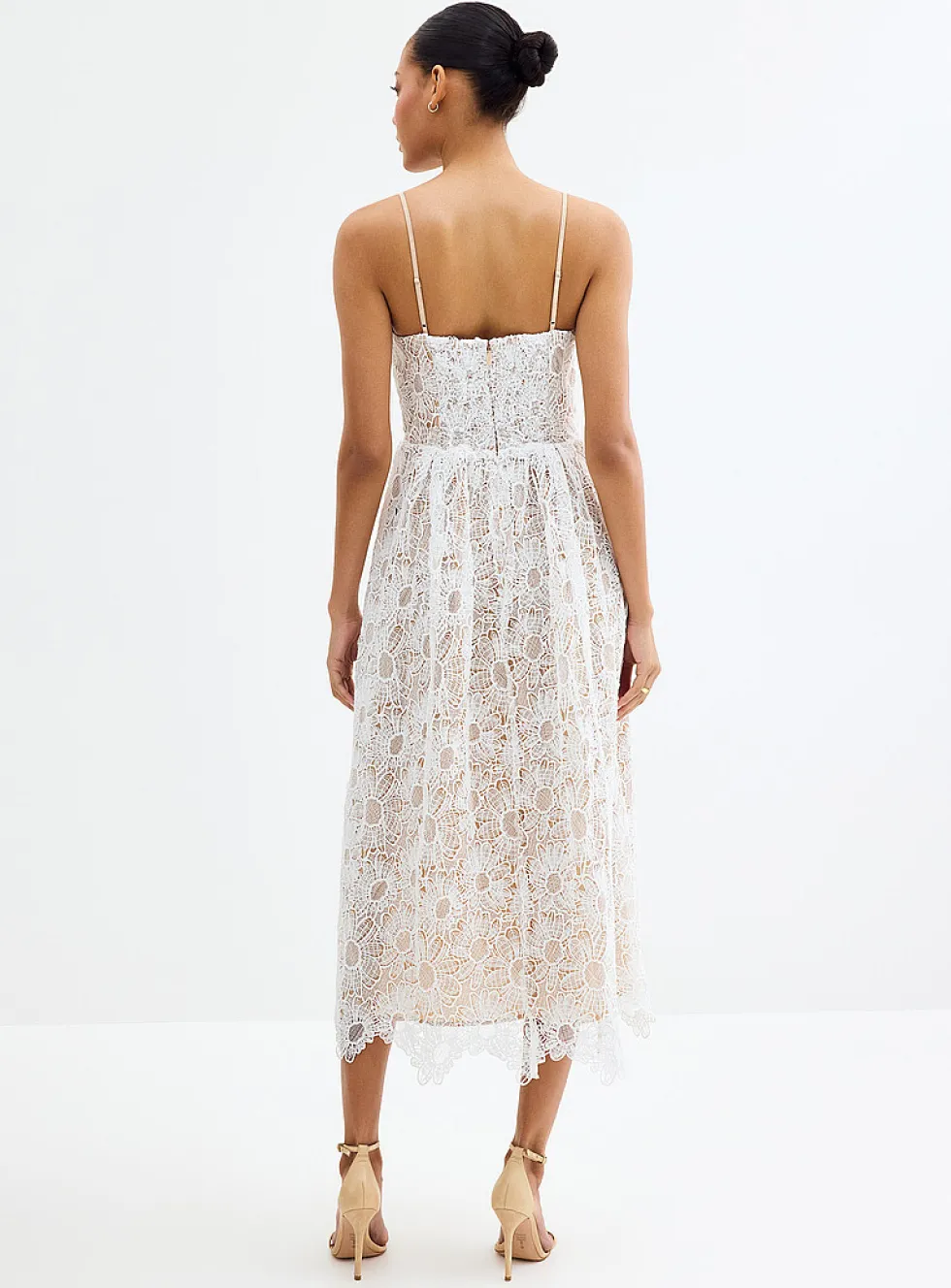 Astoria vanilla guipure midi dress