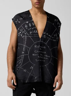 Astral chart sleeveless V-neck tunic