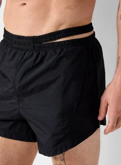 Asymetrical opening swim short