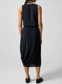 Asymmetrical draped midi dress