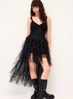 Asymmetrical high-low hem organza dress