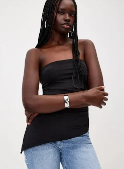 Asymmetrical microfibre tube top