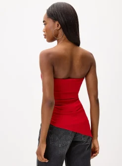 Asymmetrical microfibre tube top