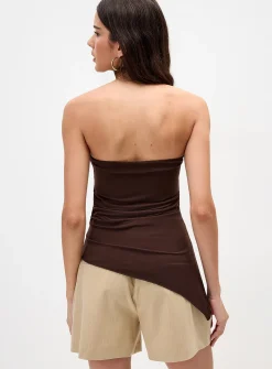 Asymmetrical microfibre tube top