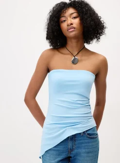 Asymmetrical microfibre tube top