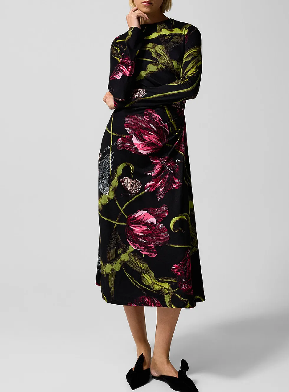 Asymmetrical ruching jersey dress