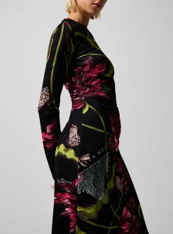 Asymmetrical ruching jersey dress