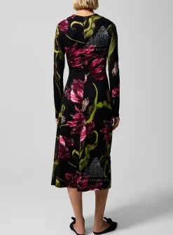 Asymmetrical ruching jersey dress