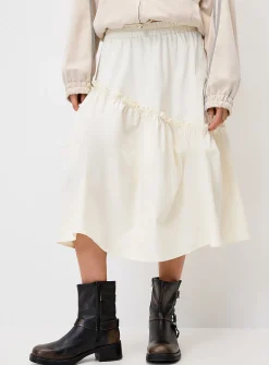 Asymmetrical ruffled midi skirt