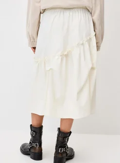 Asymmetrical ruffled midi skirt