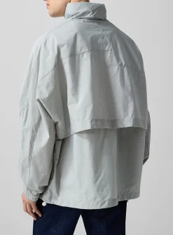 Asymmetrical seams nylon windbreaker
