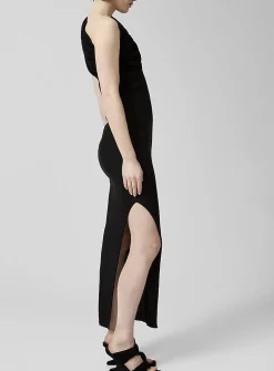 Athena rib-knit draped dress