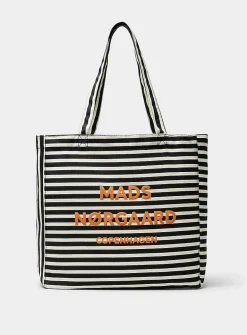 Athene black and white twill fabric tote