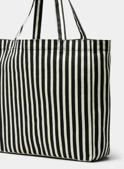 Athene black and white twill fabric tote