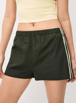 Athletic stripes poplin short