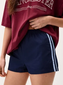 Athletic stripes poplin short