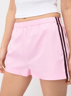 Athletic stripes poplin short