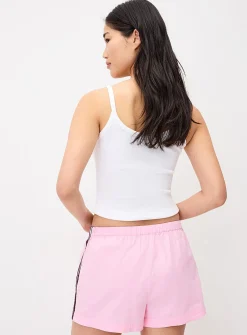 Athletic stripes poplin short