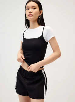 Athletic stripes poplin short