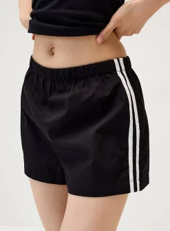 Athletic stripes poplin short