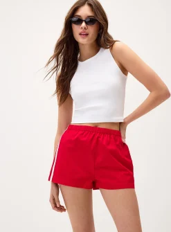 Athletic stripes poplin short