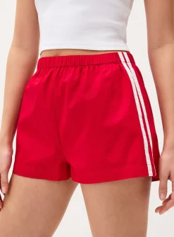Athletic stripes poplin short