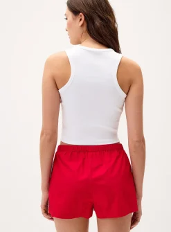 Athletic stripes poplin short