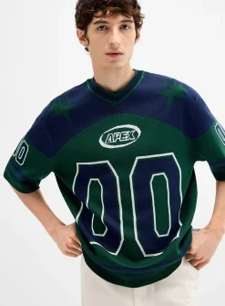 Athletic-inspired jacquard knit jersey