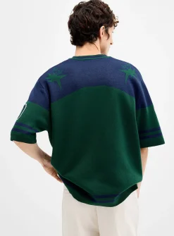 Athletic-inspired jacquard knit jersey