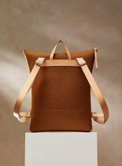Auguste leather and wool felt backpack