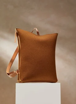 Auguste leather and wool felt backpack